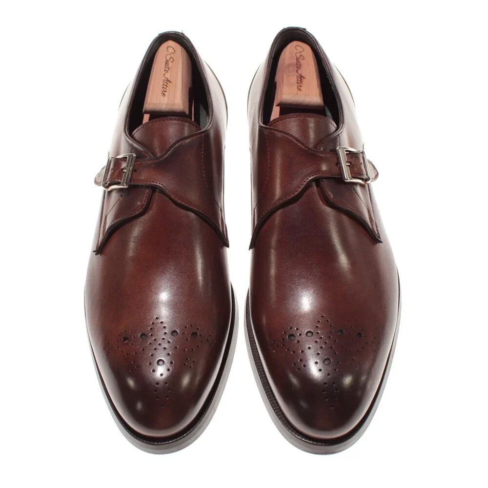 Pastori NWB Single Monk Strap Dress Shoes Size 10.5 US in Brown Leather